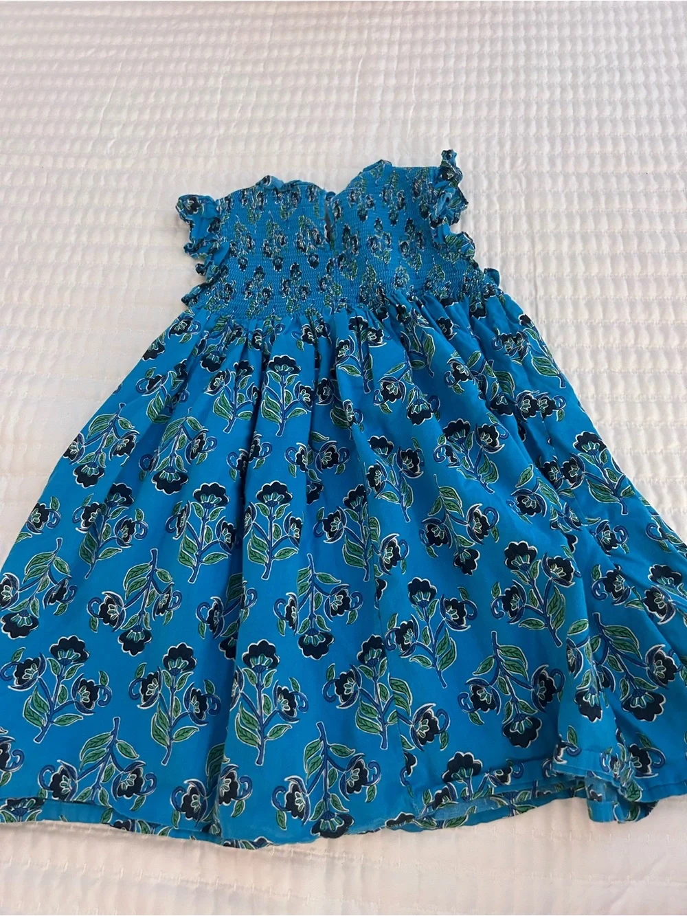 French Connection Teal Blue Floral Smocked Size XS(5/6)
